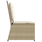 Gartenbank Verstellbar mit Kissen Beige Poly Rattan