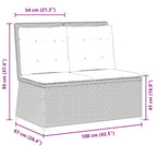 Gartenbank Verstellbar mit Kissen Hellgrau Poly Rattan