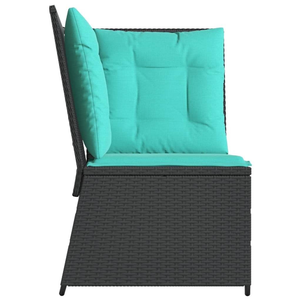 Garten-Ecksofa mit Kissen Schwarz Poly-Rattan