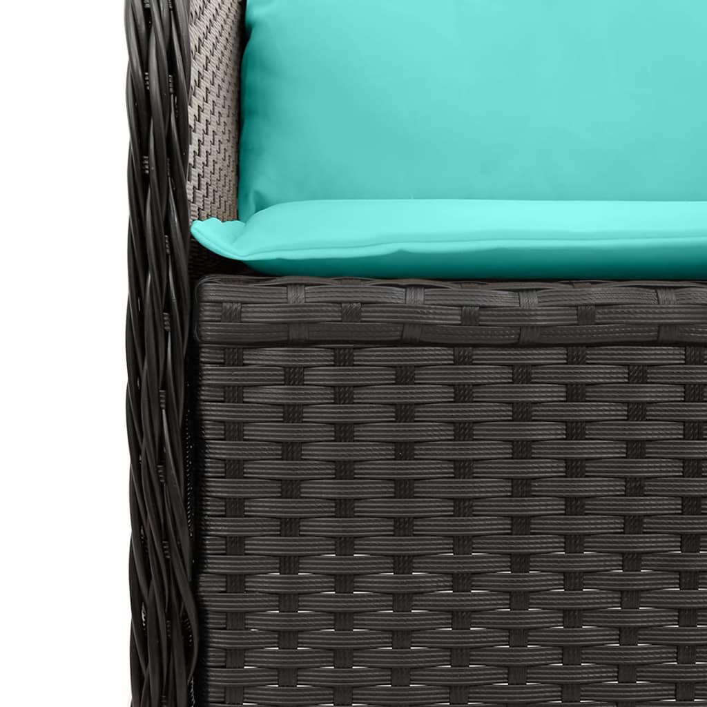 Garten-Ecksofa mit Kissen Schwarz Poly-Rattan