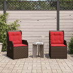 Liege-Gartenstühle 2 Stück mit Kissen Braun Polyrattan