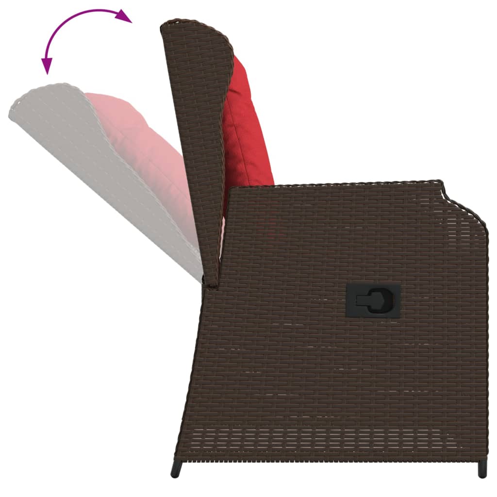 Liege-Gartenstühle 2 Stück mit Kissen Braun Polyrattan
