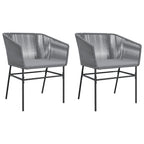 Gartenstühle 2 Stk. mit Kissen Grau Poly Rattan