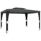 Pavillon mit Doppeldach Anthrazit 3,98x2,98 m Stahl