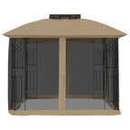 Pavillon mit Doppeldach & Netzwänden Taupe 2,94x2,94 m Stahl