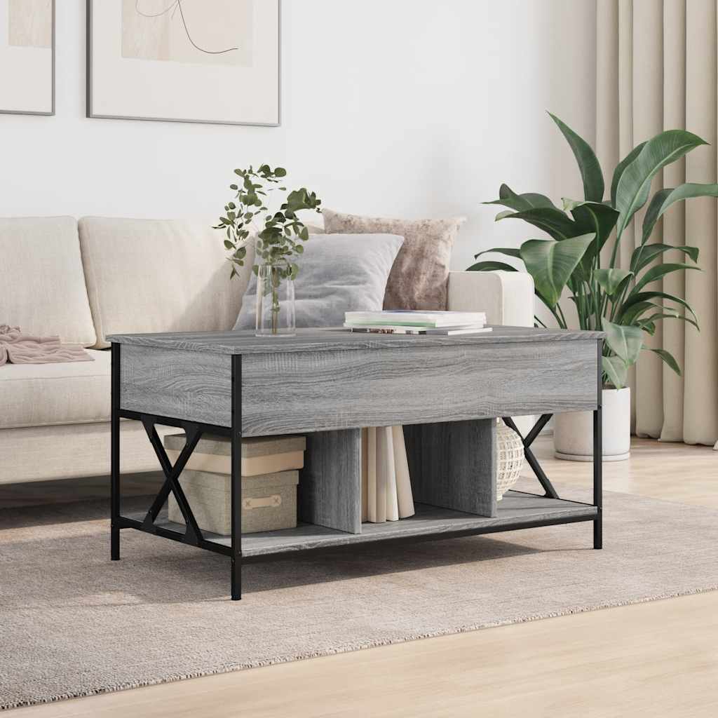 Couchtisch Grau Sonoma 100x55x50 cm Holzwerkstoff und Metall