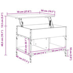 Couchtisch Braun Eichen-Optik 70x50x50 cm Holzwerkstoff Metall