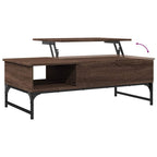 Couchtisch Braun Eichen-Optik 100x50x35 cm Holzwerkstoff Metall