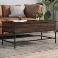 Couchtisch Braun Eichen-Optik 100x50x45 cm Holzwerkstoff Metall