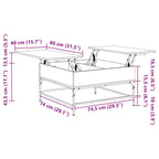 Couchtisch Sonoma-Eiche 80x80x45 cm Holzwerkstoff und Metall