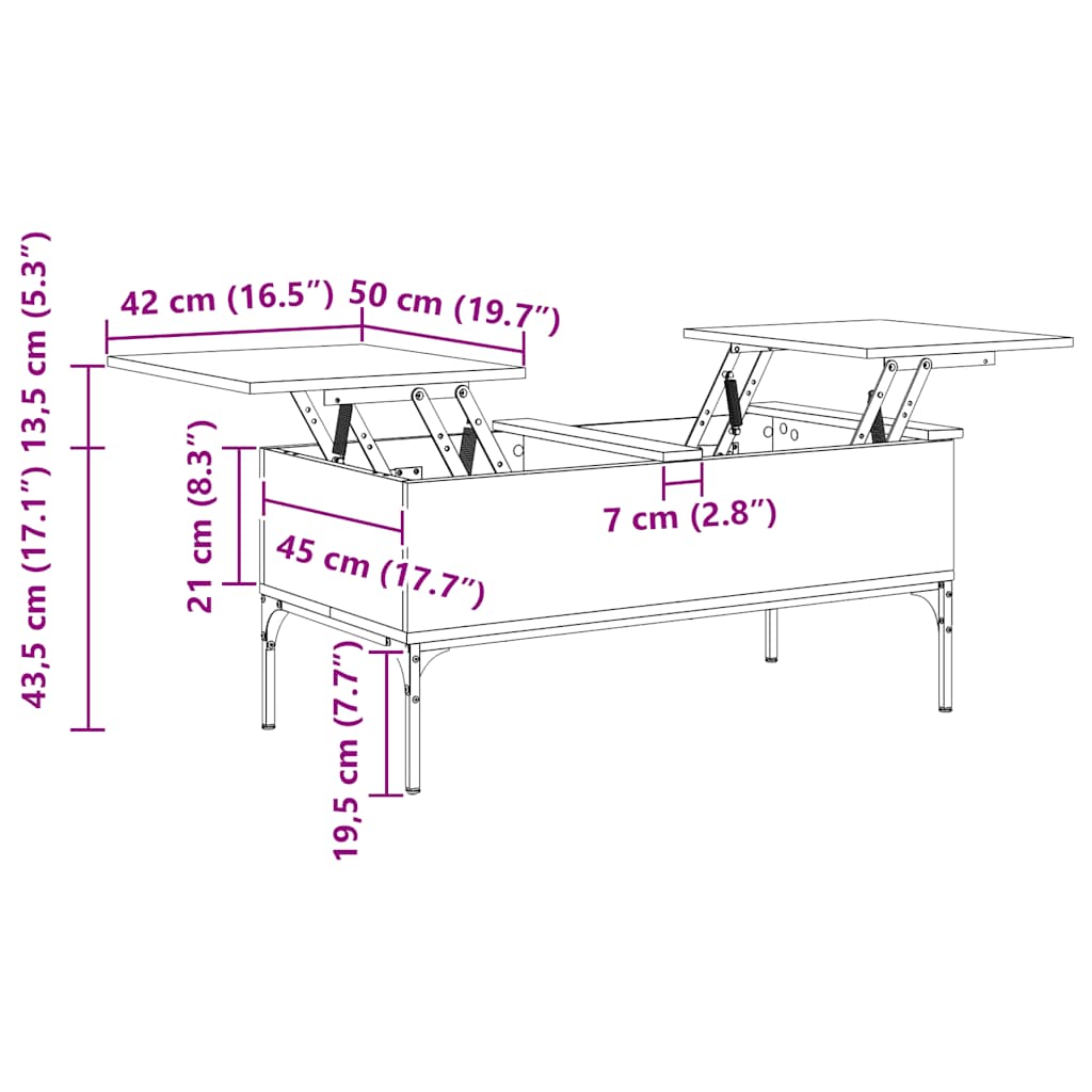 Couchtisch Schwarz 100x50x45 cm Holzwerkstoff und Metall
