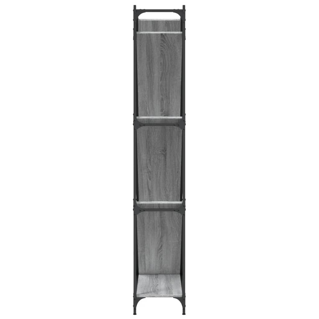 Bücherregal Grau Sonoma 79x30x180 cm Holzwerkstoff und Metall