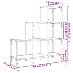 Bücherregal Grau Sonoma 92x30x102 cm Holzwerkstoff und Metall