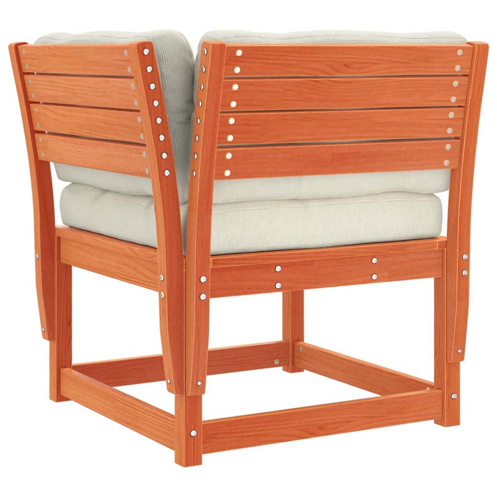 5tlg. Garten-Lounge-Set mit Kissen Wachsbraun Massivholz Kiefer
