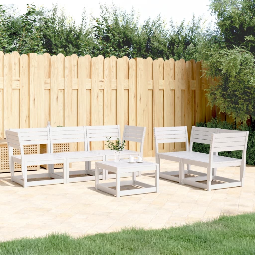 5-tlg. Garten-Sofagarnitur Weiß Massivholz Kiefer