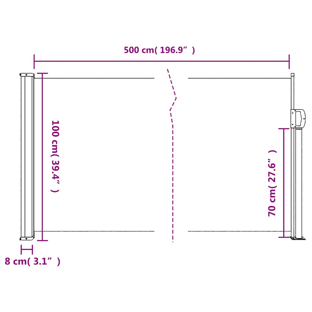 Seitenmarkise Ausziehbar Beige 100x500 cm