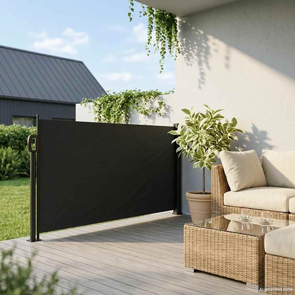 Seitenmarkise Ausziehbar Schwarz 120x600 cm