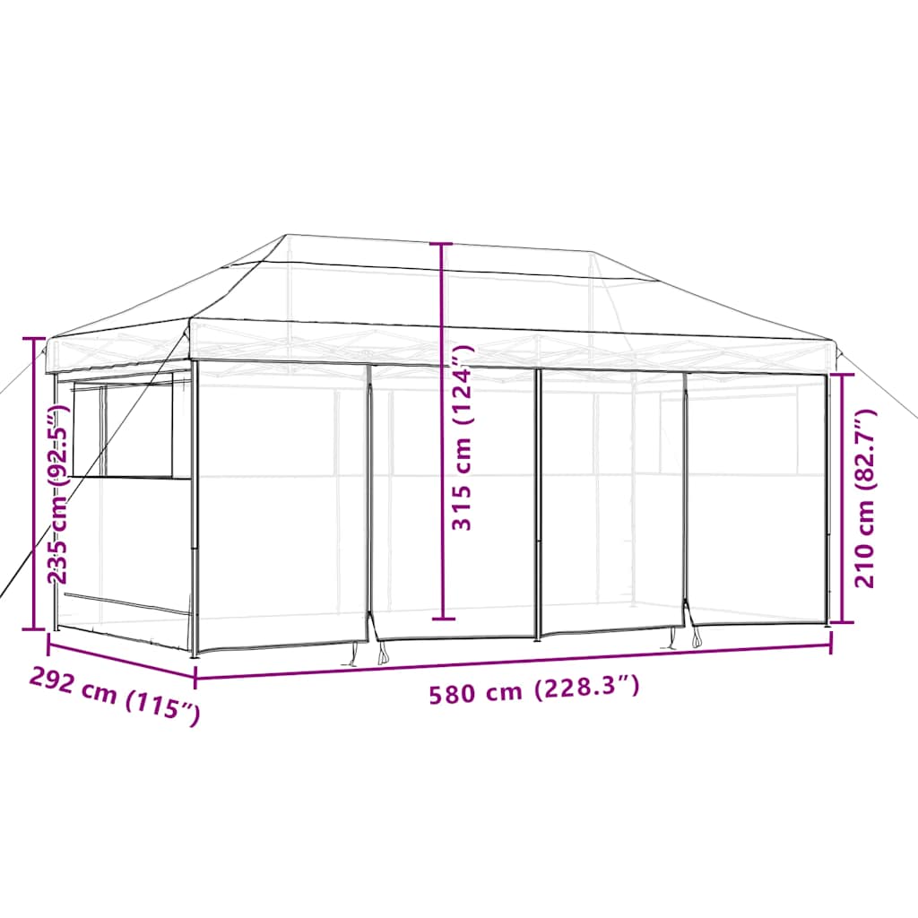 Partyzelt Faltbar Pop-Up mit 4 Seitenteilen Taupe