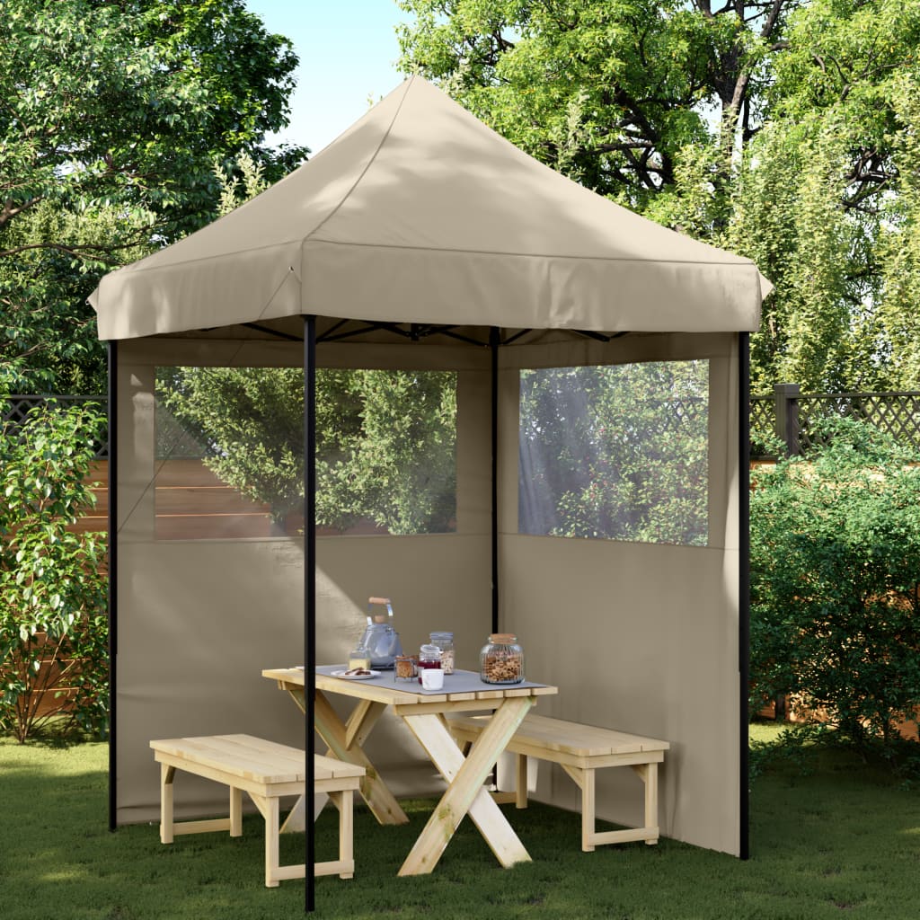 Partyzelt Faltbar Pop-Up mit 2 Seitenteilen Taupe