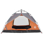 Kuppel-Campingzelt 3 Personen Grau und Orange Quick Release
