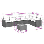 8-teiliges Gartensofa-Set mit Kissen, grau, Polyrattan