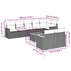 9-tlg. Garten-Sofagarnitur mit Kissen Grau Poly Rattan