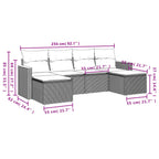 6-teiliges Gartensofa-Set mit Kissen, grau, Polyrattan