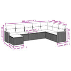 8-teiliges Gartensofa-Set mit Kissen, grau, Polyrattan