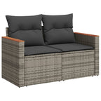 11-tlg. Garten-Sofagarnitur mit Kissen Grau Poly Rattan