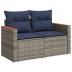 10-teiliges Gartensofa-Set mit Kissen, grau, Polyrattan
