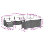 11-teiliges Gartensofa-Set mit Kissen, grau, Polyrattan