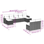9-teiliges Gartensofa-Set mit Kissen, grau, Polyrattan