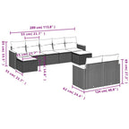 9-teiliges Gartensofa-Set mit Kissen, grau, Polyrattan