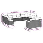 13-teiliges Gartensofa-Set mit Kissen, grau, Polyrattan