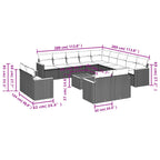 14-teiliges Gartensofa-Set mit Kissen, grau, Polyrattan