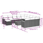 13-teiliges Gartensofa-Set mit Kissen, schwarzes Polyrattan