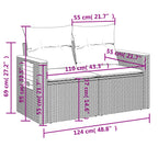 7-tlg. Garten-Sofagarnitur mit Kissen Grau Poly Rattan