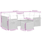 7-tlg. Garten-Sofagarnitur mit Kissen Schwarz Poly Rattan