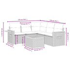6-tlg. Garten-Sofagarnitur mit Kissen Grau Poly Rattan