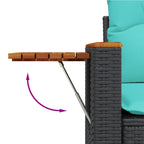8-tlg. Garten-Sofagarnitur mit Kissen Schwarz Poly Rattan