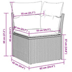 7-tlg. Garten-Sofagarnitur mit Kissen Grau Poly Rattan
