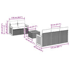 6-teiliges Gartensofa-Set mit Kissen, grau, Polyrattan