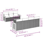 8-teiliges Gartensofa-Set mit Kissen, schwarzes Polyrattan