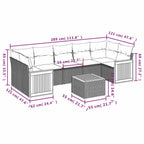 8-teiliges Gartensofa-Set mit Kissen, grau, Polyrattan