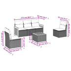 6-teiliges Gartensofa-Set mit Kissen, schwarzes Polyrattan