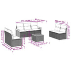 8-tlg. Garten-Sofagarnitur mit Kissen Schwarz Poly Rattan