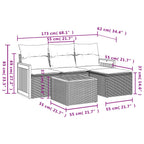 5-tlg. Garten-Sofagarnitur mit Kissen Schwarz Poly Rattan
