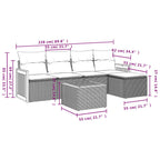 6-teiliges Gartensofa-Set mit Kissen, schwarzes Polyrattan