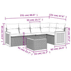 6-tlg. Garten-Sofagarnitur mit Kissen Schwarz Poly Rattan