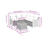 6-teiliges Gartensofa-Set mit Kissen, schwarzes Polyrattan